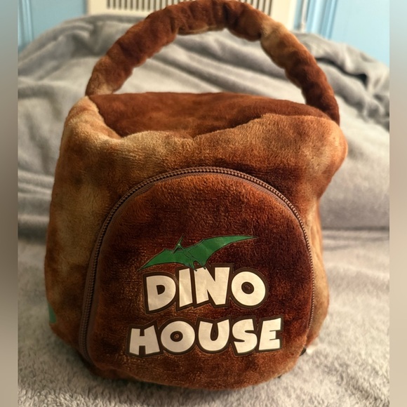 Plush Brown Dino House Bag 4 Plush Dinos Included Kids Toys - Picture 2 of 6